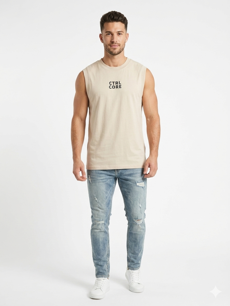 Camiseta Caballero Beige Ctrl Core