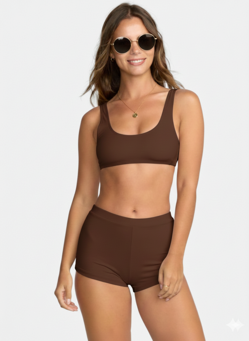 Ladies 2pc Swimsuit Brown- Joan Vass