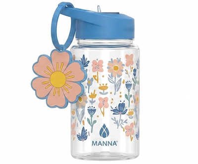 Botella de agua Buddy de 15 oz - Flores azules