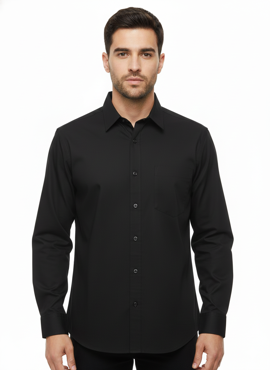 Black Large Sleeve Shirt - Just Blu