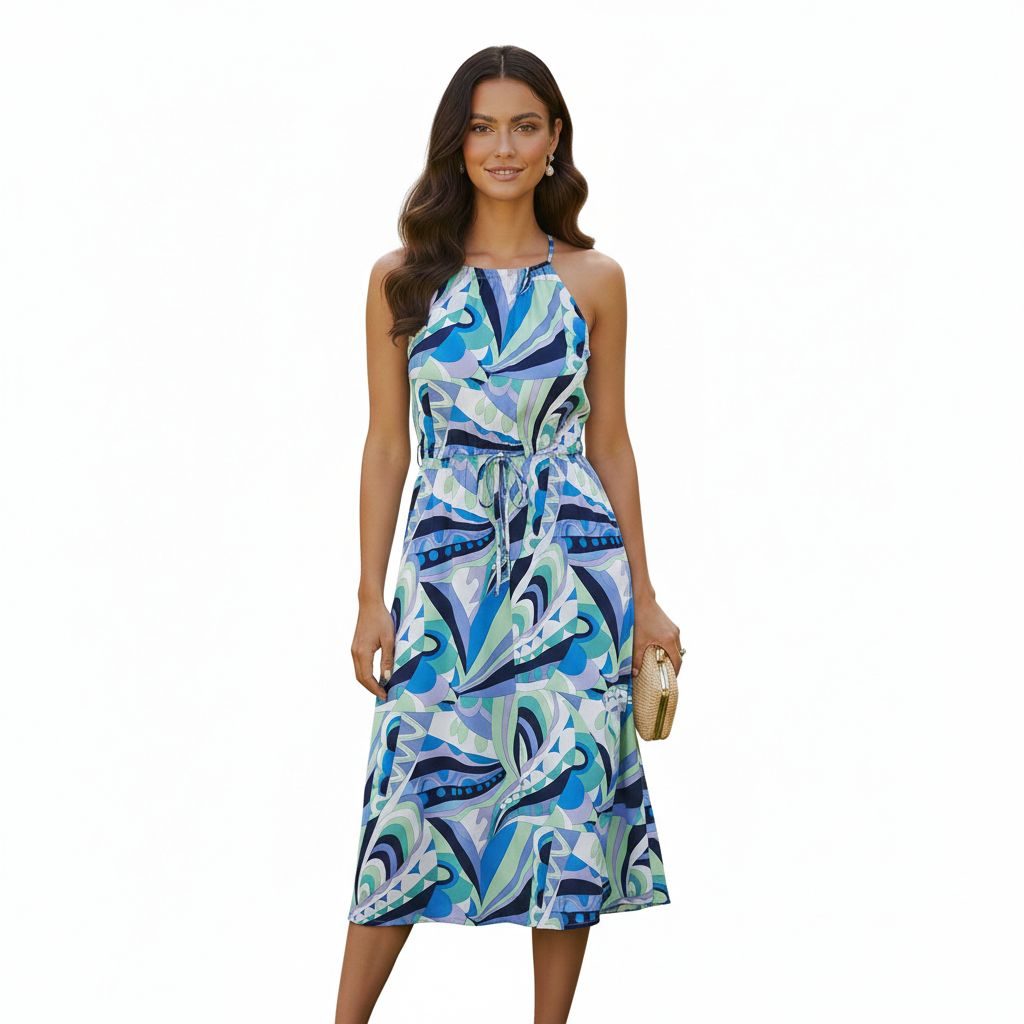 Tie Back Printed Dress Lilac