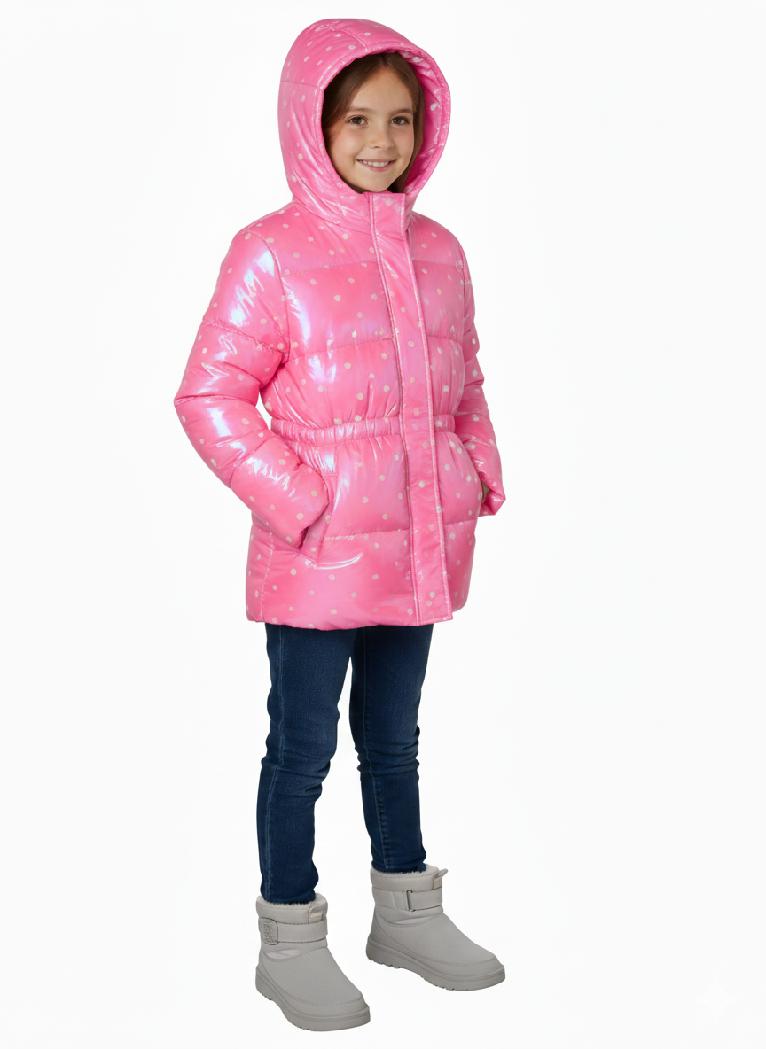 Iridescent Heart Puffer Hot Pink