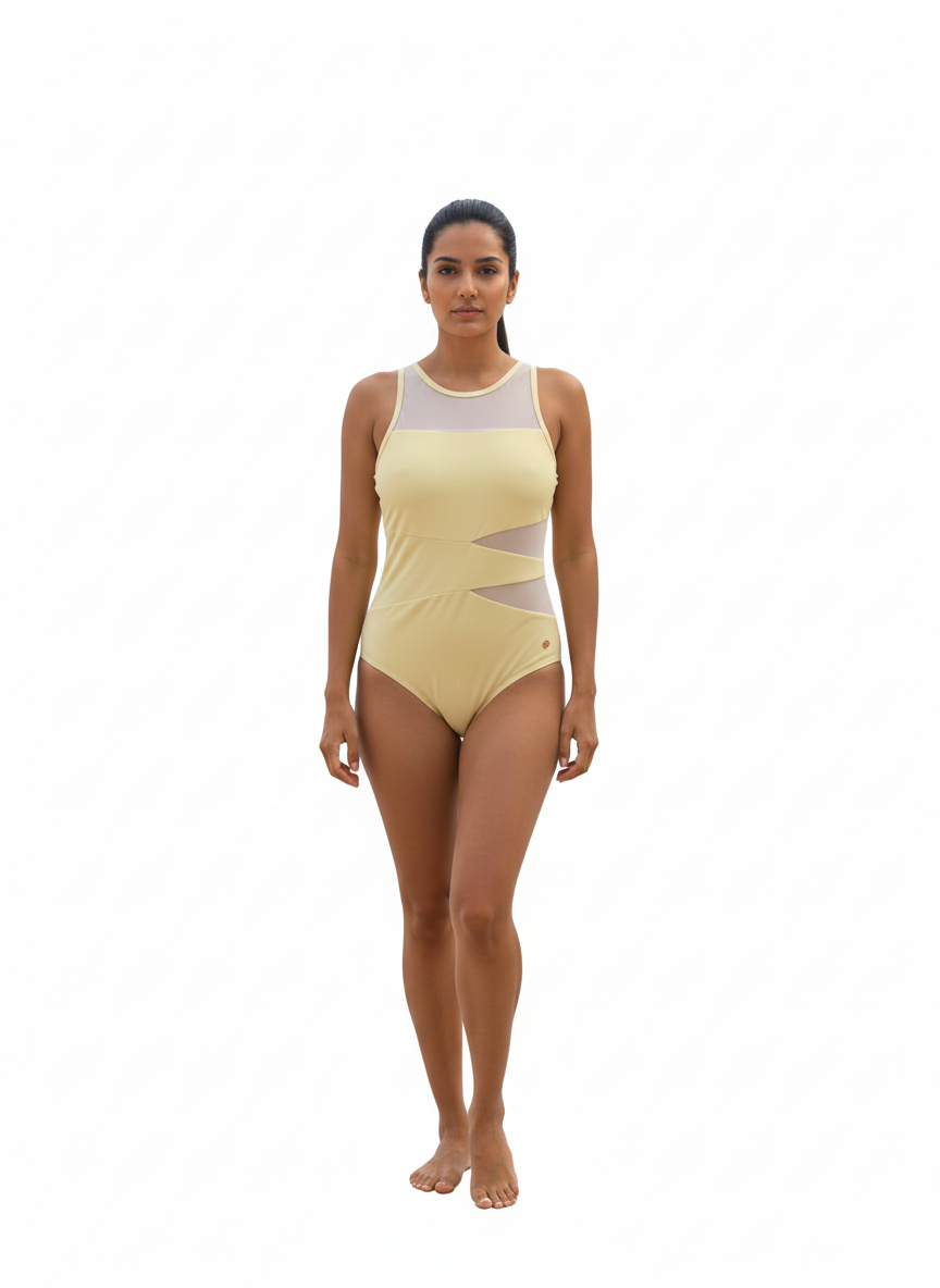 Ladies 1pc Swimsuit Light Yellow - Joan Vass