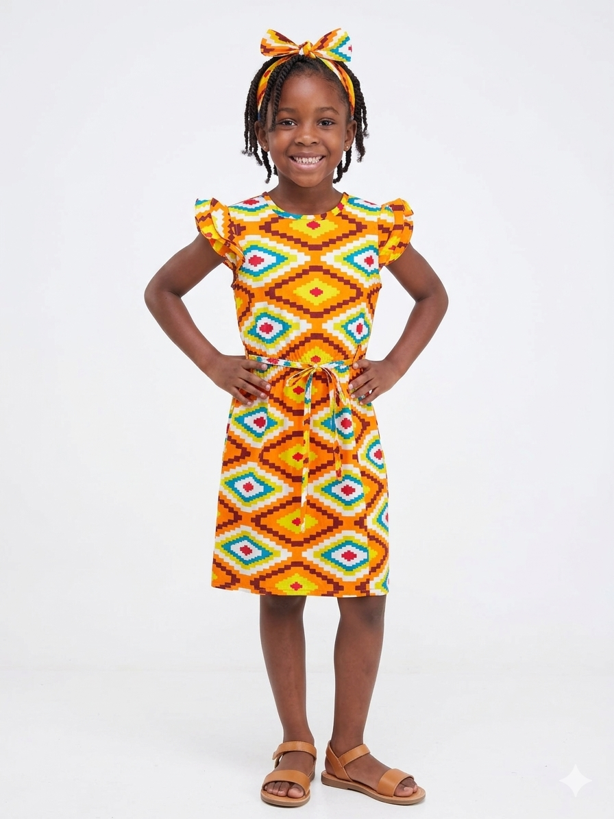 Vestido Amarillo Multi niña - Etnia Negra