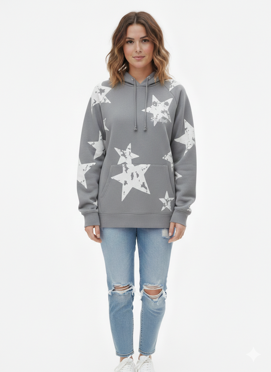 Star Puff Hoodie Grey