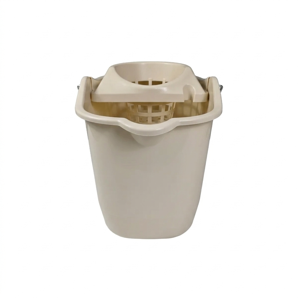 4Gal/15L Plastic Mop Bucket with Wheels Beige