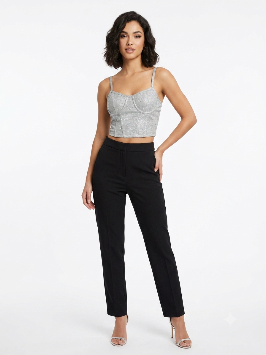 Super Shine Bustier Tank Silver