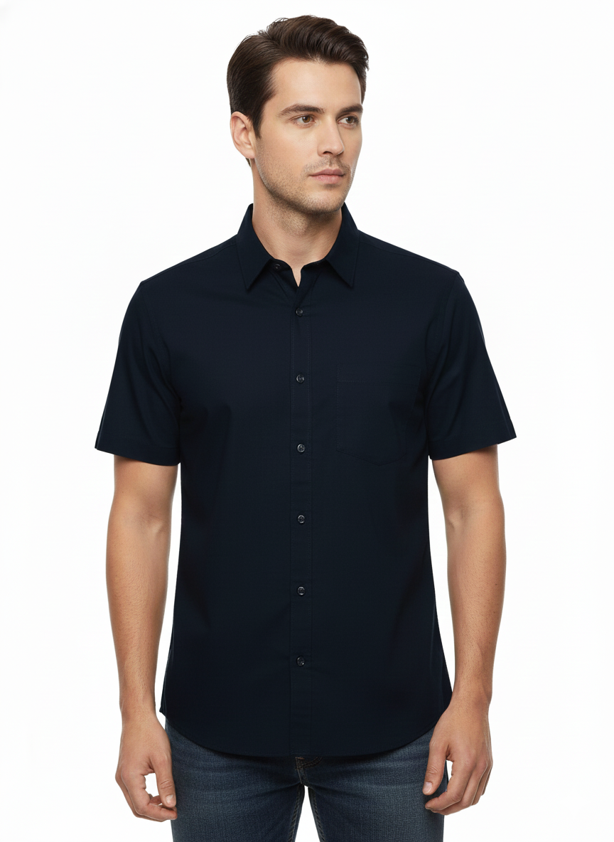 Short-sleeved Shirt in Navy - Just Blu