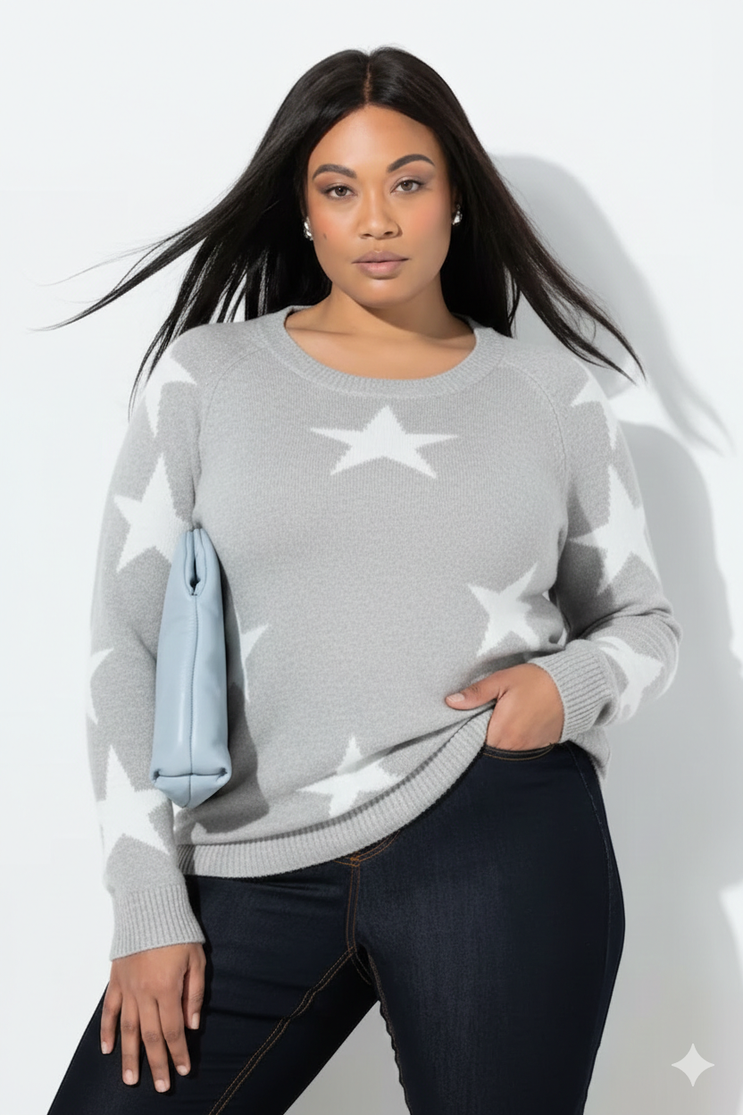 Sweater Light Heather Grey/White - Ninety