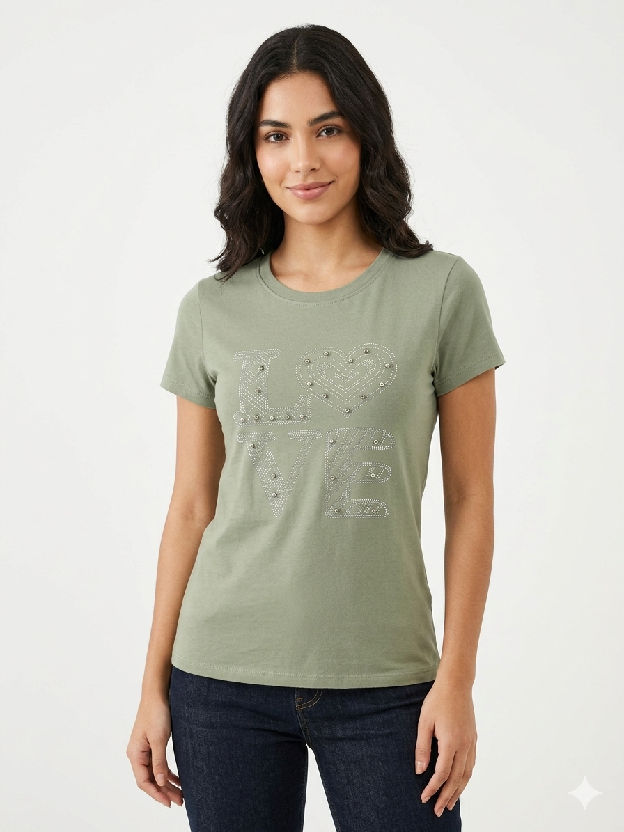Diamonds Love Top Olive