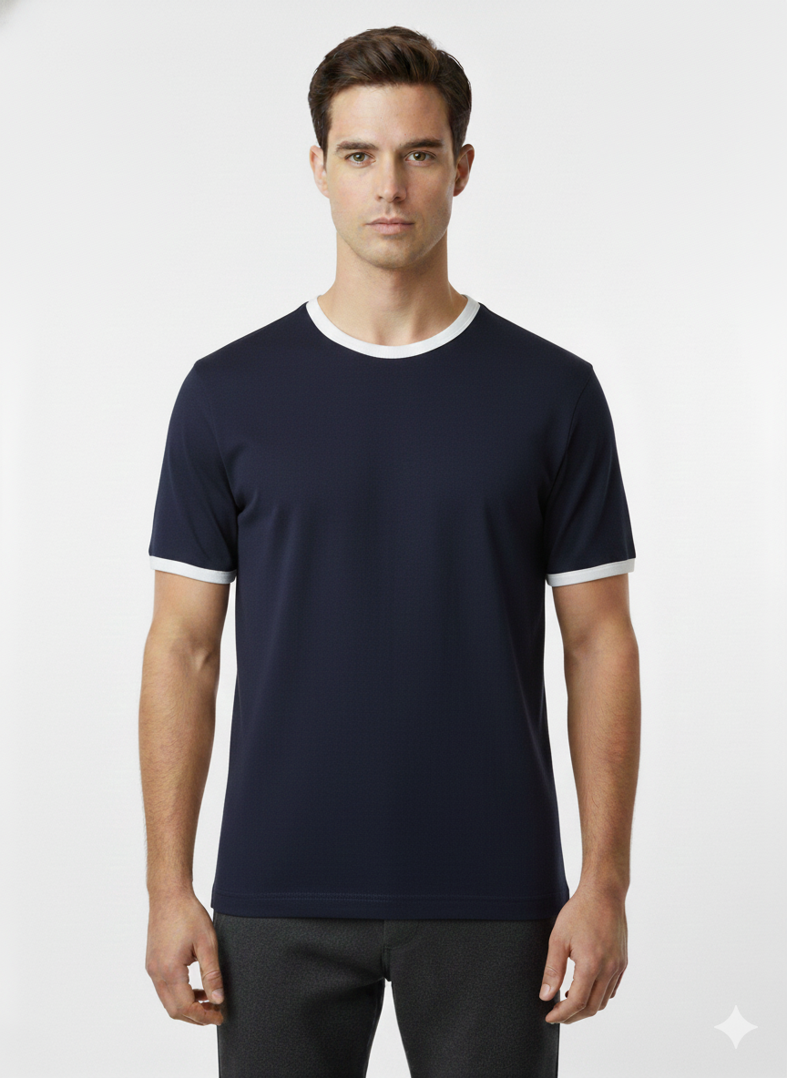 T-Shirt Pique Navy - Luigi Baretta
