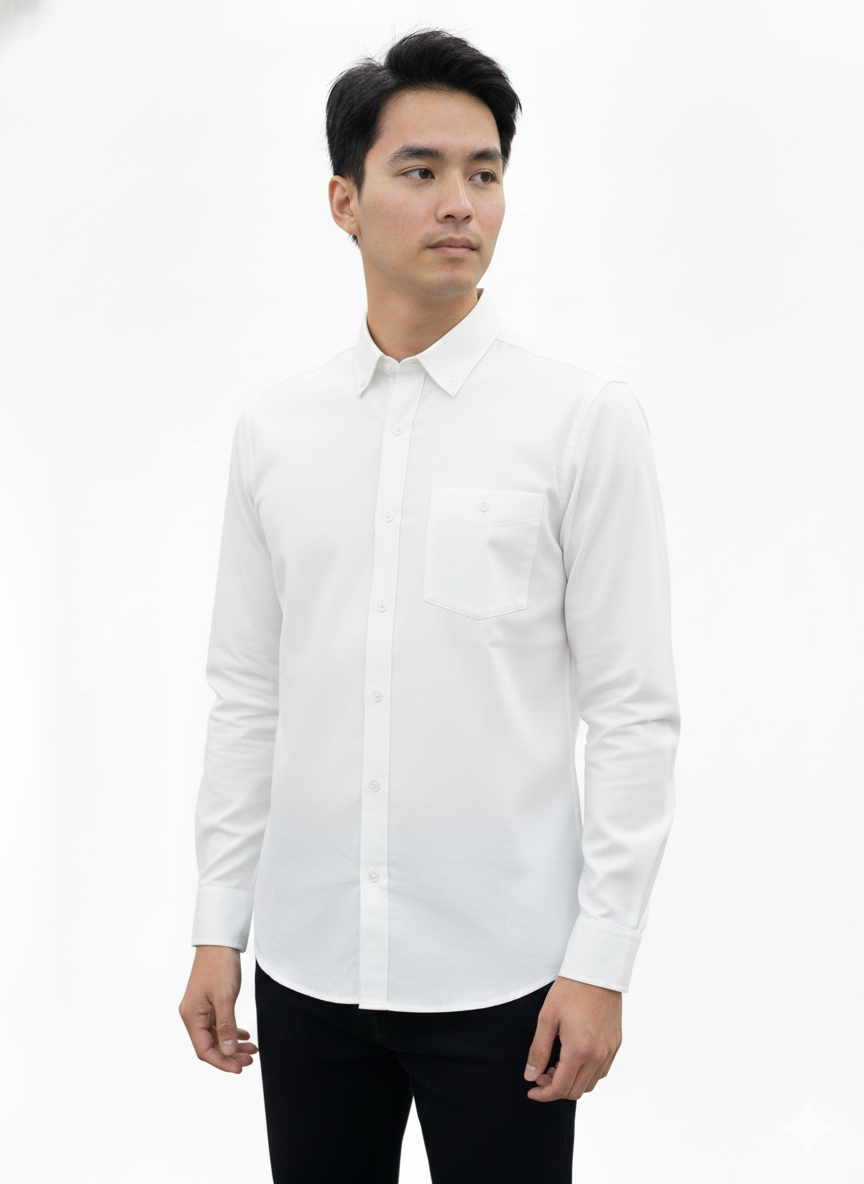 Long Sleeve Shirt White - Just Blu