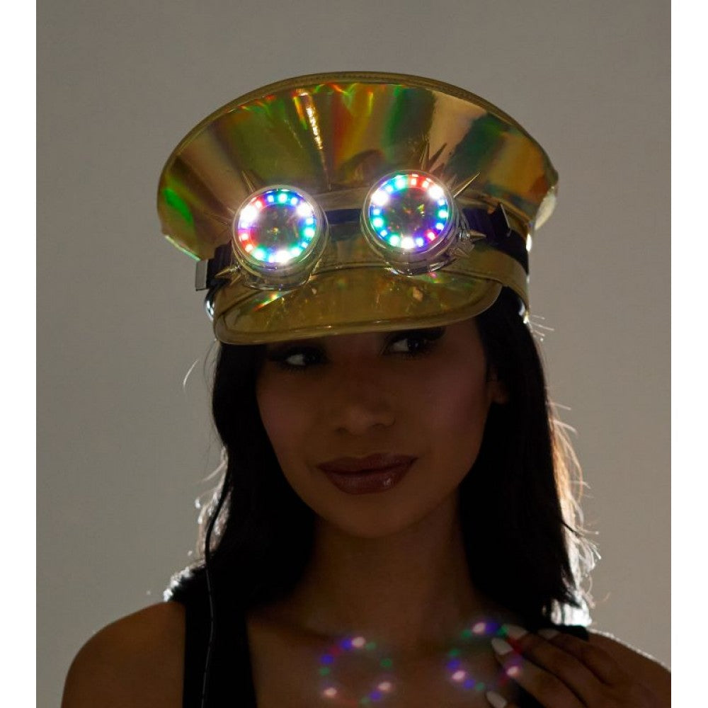 Gold Captain Hat with Light-Up Goggles