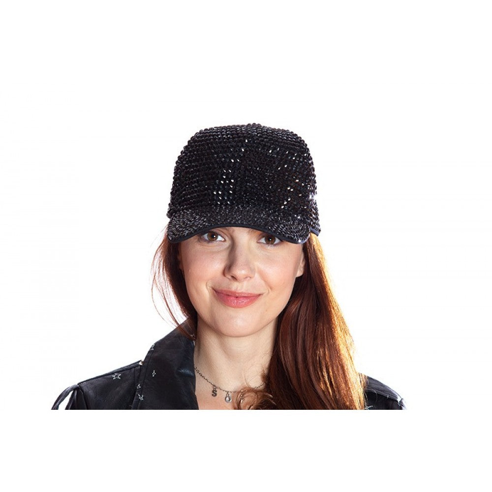 Black Rhinestone Baseball Cap