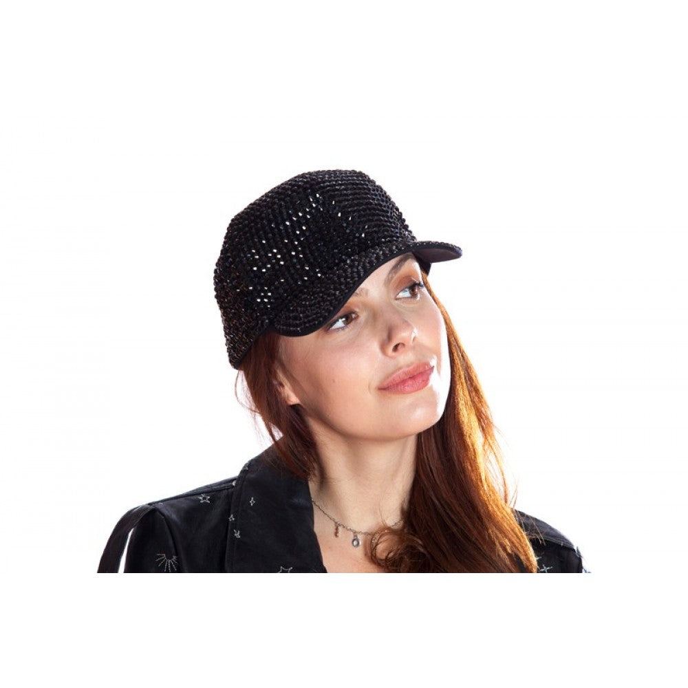 Black Rhinestone Baseball Cap