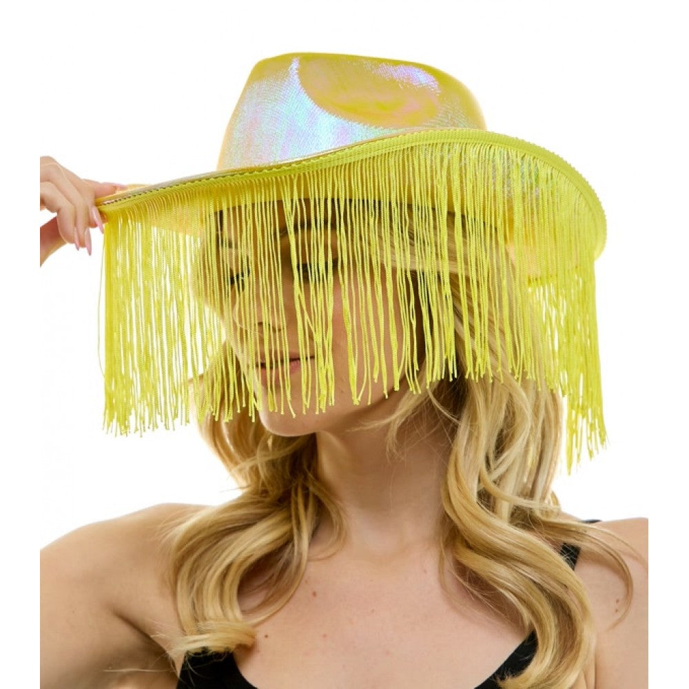 Iridescent Yellow Fringe Cowboy Hat