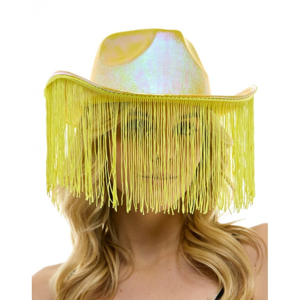 Iridescent Yellow Fringe Cowboy Hat