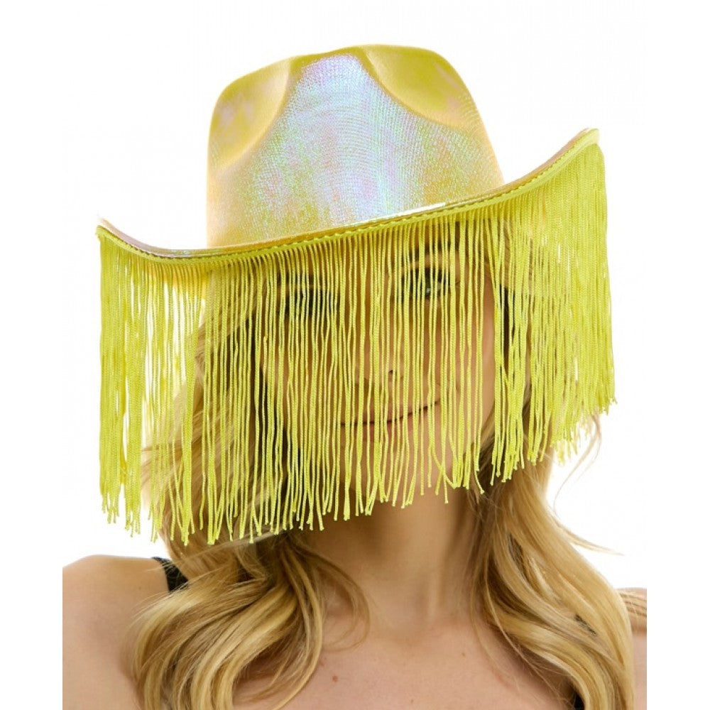 Iridescent Yellow Fringe Cowboy Hat