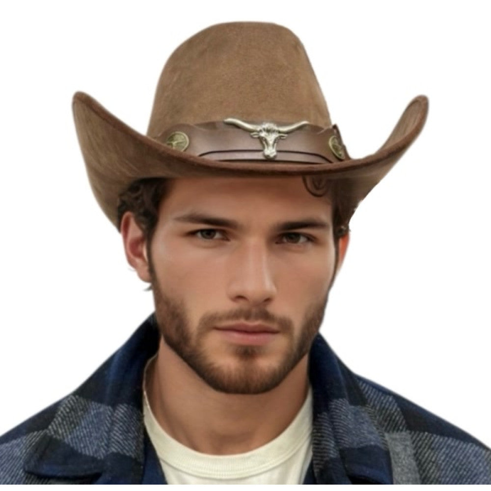 Light Brown Longhorn Cowboy Hat