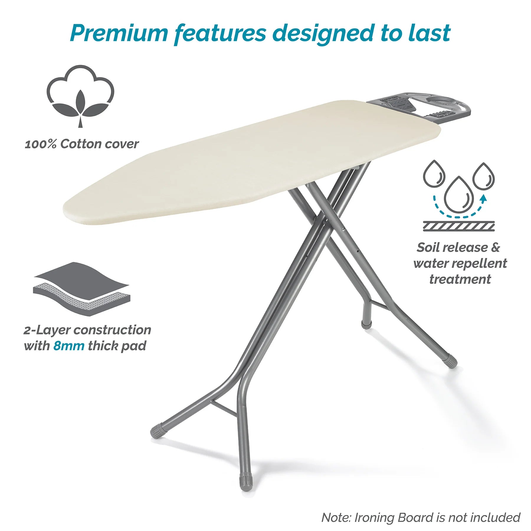 EXTRA WIDE PAD& IRON COVER -8mm - 49"x 18"