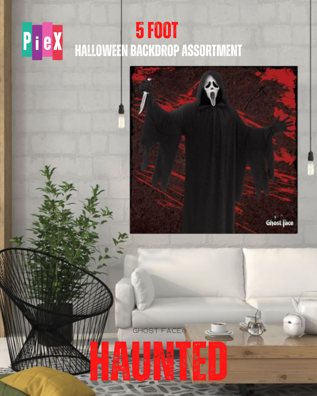 Horror Backdrop 5" x 5" Ghostface