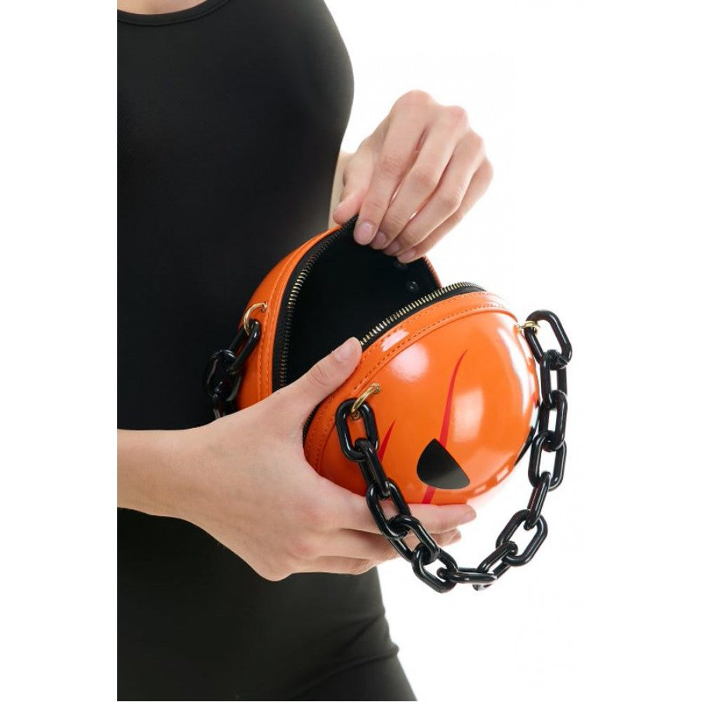 Orange Evil Pumpkin Chain Purse