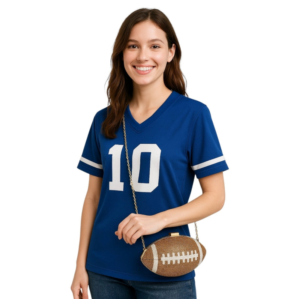 Brown Rhinestone Football Bag