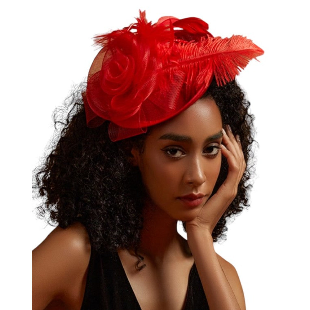 Red Feather Rose Fascinator