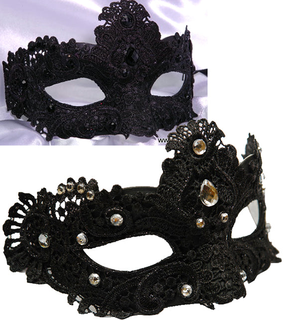 Máscaras de plástico con encaje y gemas