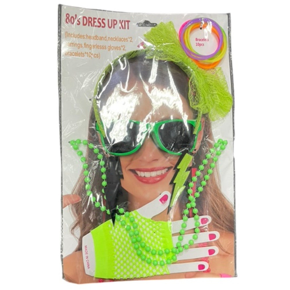 Green Neon 80s Dress-Up Kit