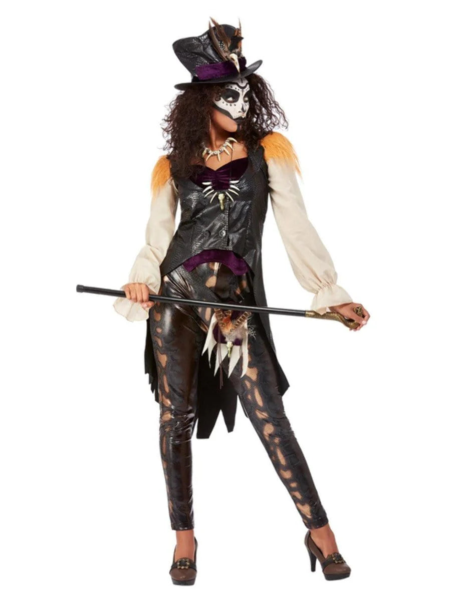 Womens Deluxe Voodoo Witch Doctor Costume, Black