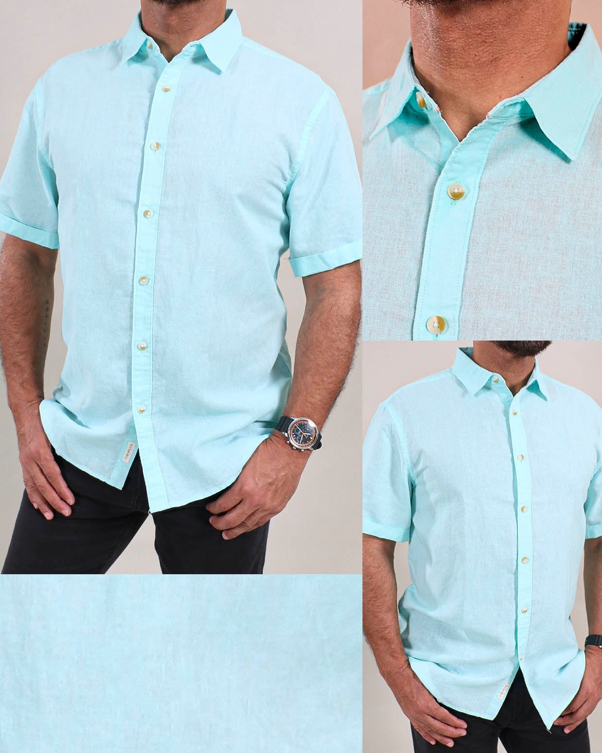 Camisa Turquesa Claro Caballero