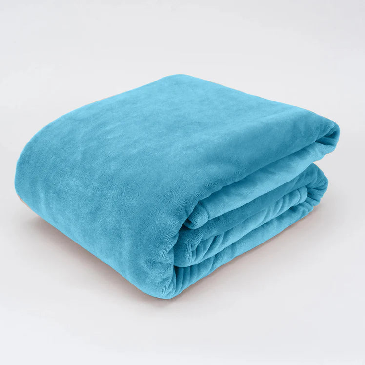 Solid Shiny Velvet Blanket Blue