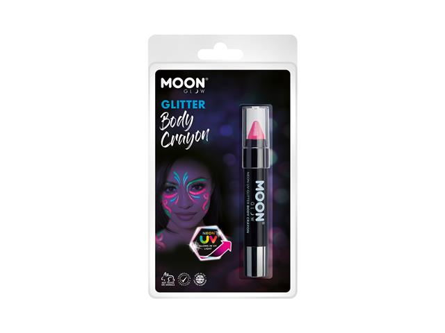 Neon UV Glitter Body Crayon ,3.5g Hot Pink