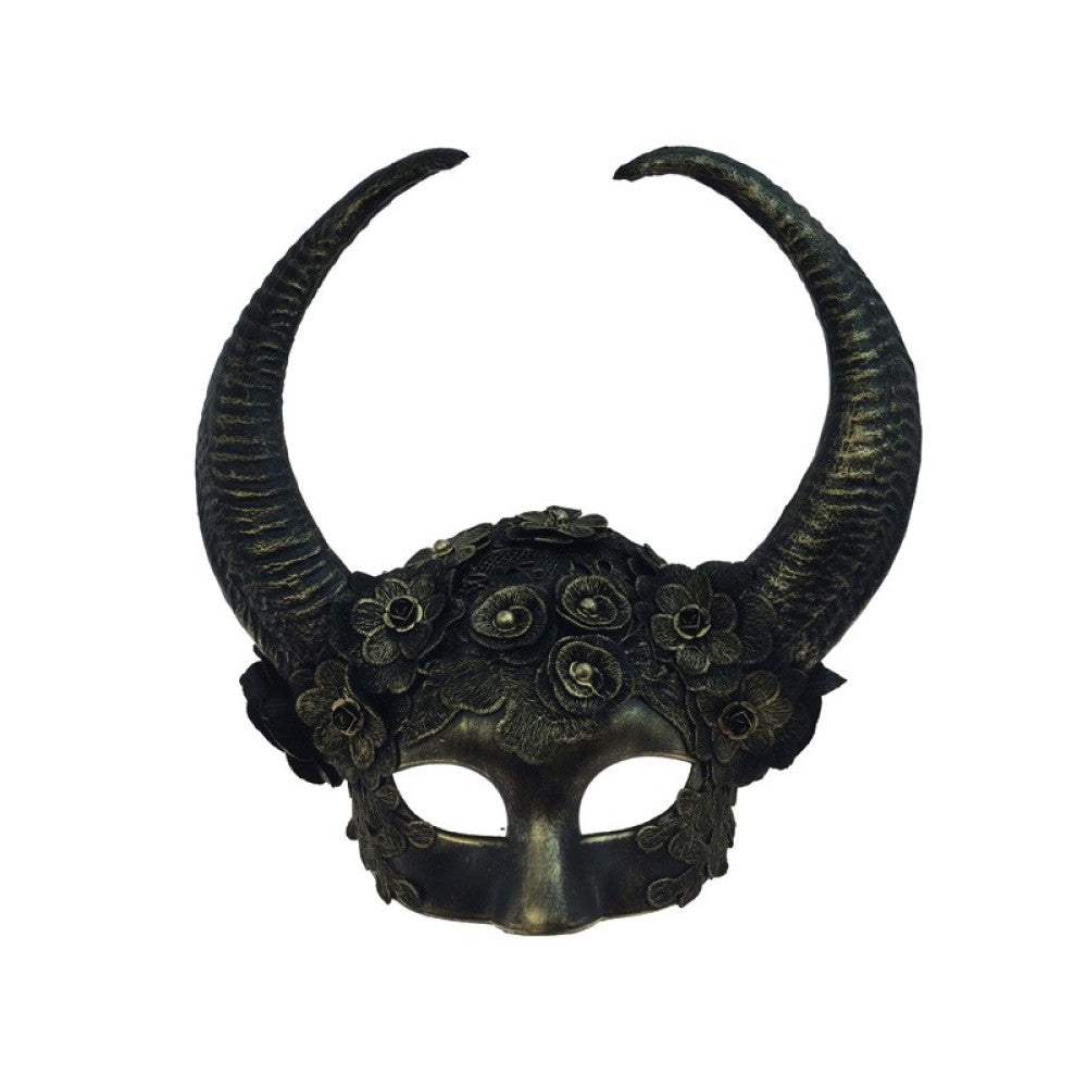 Gold Lace Horned Mask