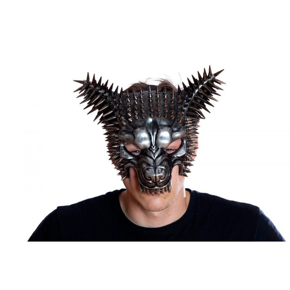 Silver Spiked Wolf Mask