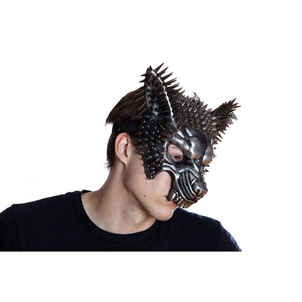 Silver Spiked Wolf Mask