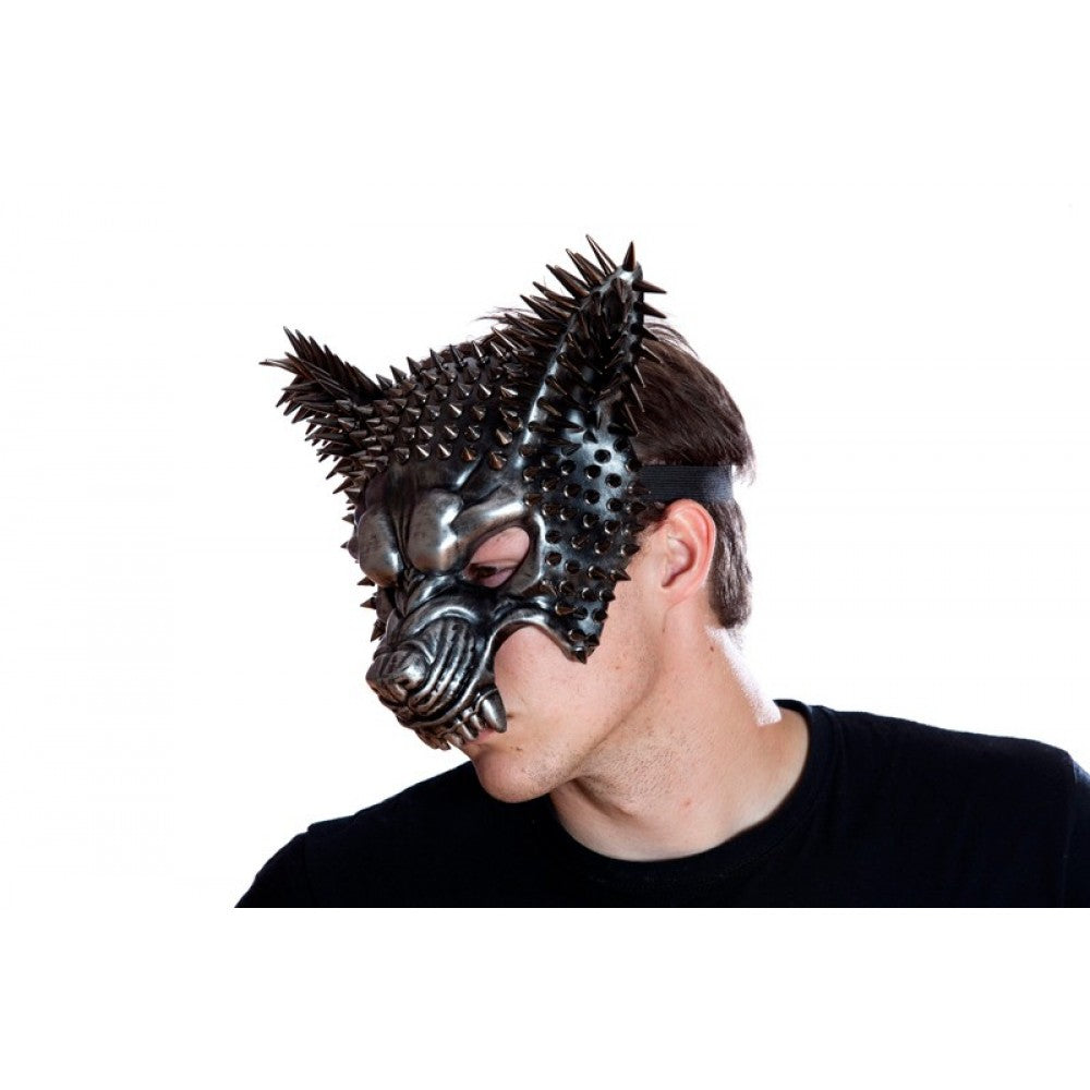 Silver Spiked Wolf Mask