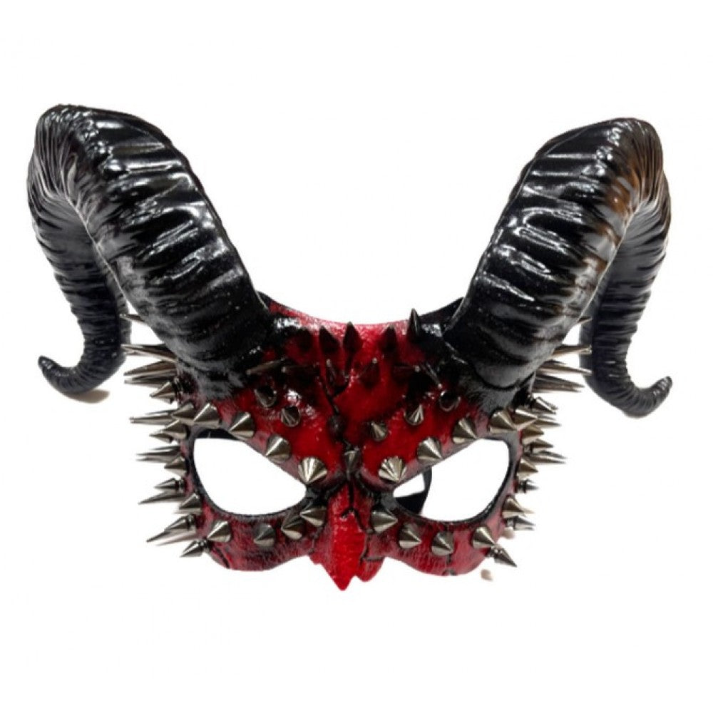 Black & Red Devil Horn Spike Mask