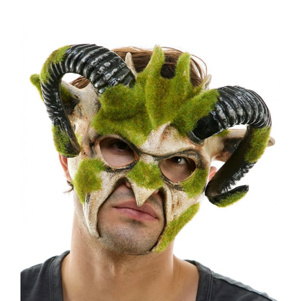 Woodland Skull Mask with Ram Horns