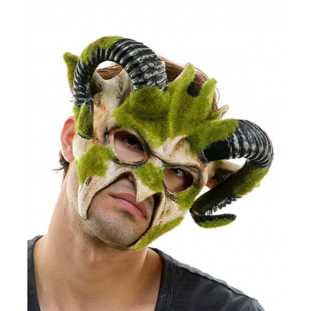 Woodland Skull Mask with Ram Horns