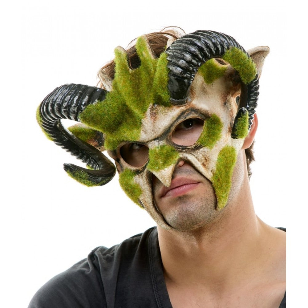 Woodland Skull Mask with Ram Horns