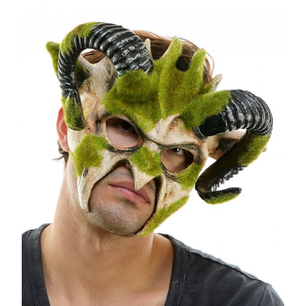 Woodland Skull Mask with Ram Horns
