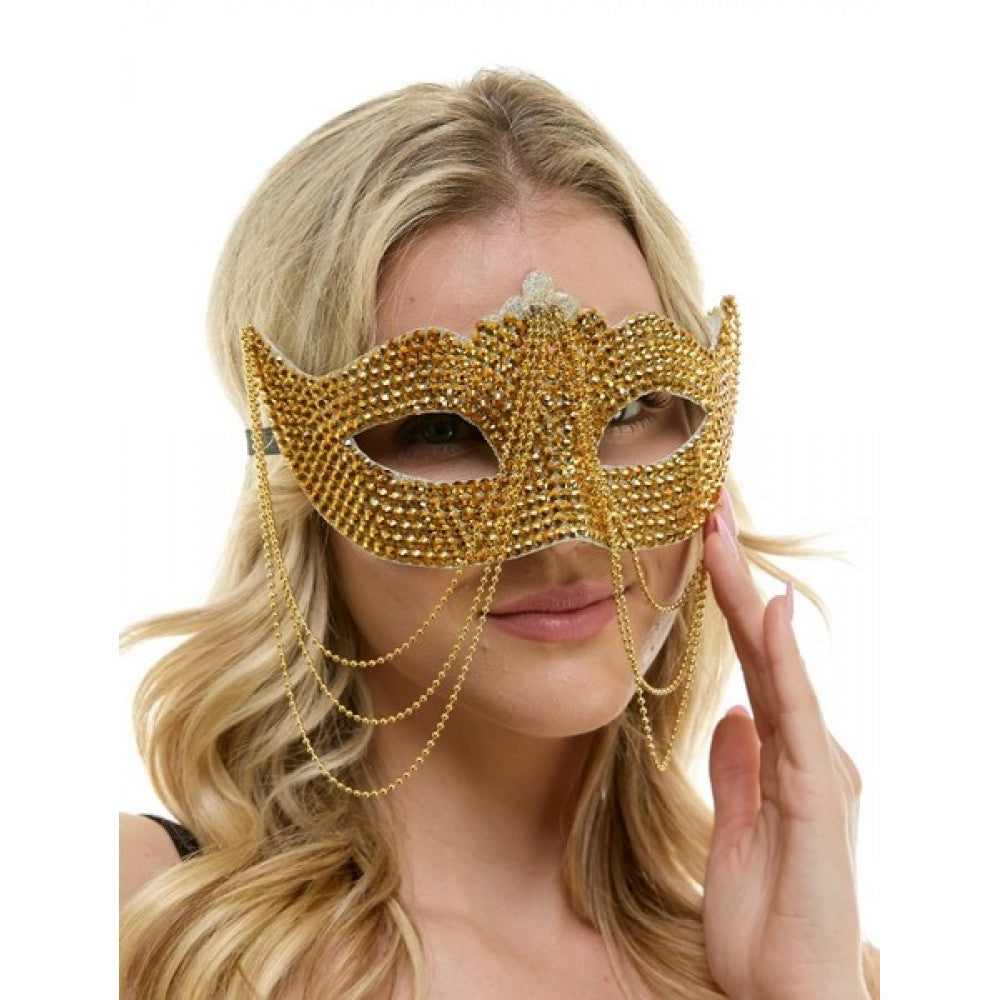 Gold Rhinestone Half Mask