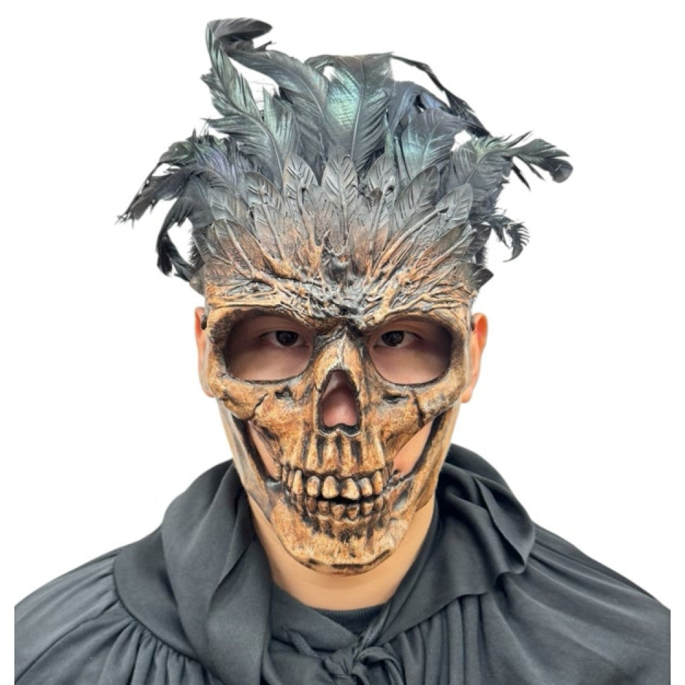 Bone Feathered Voodoo Skull Mask
