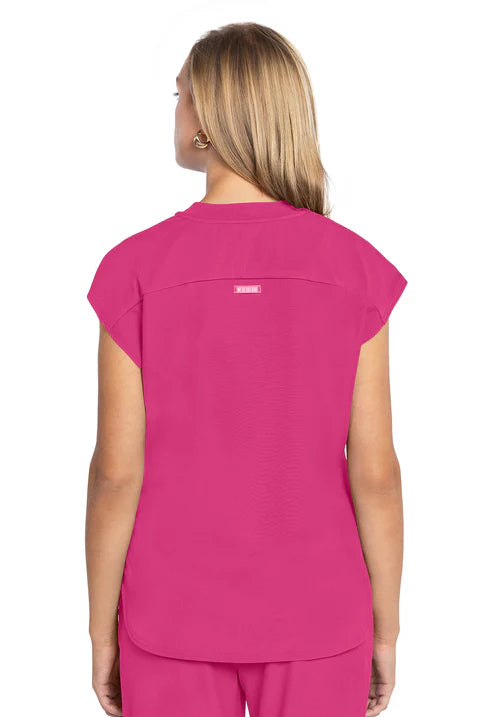 Top rosa de cuello redondo