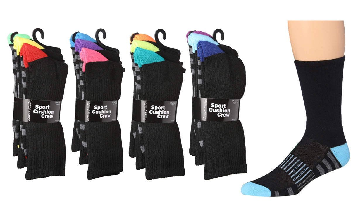 3-Pair Men's Sports Cushion Crew Socks