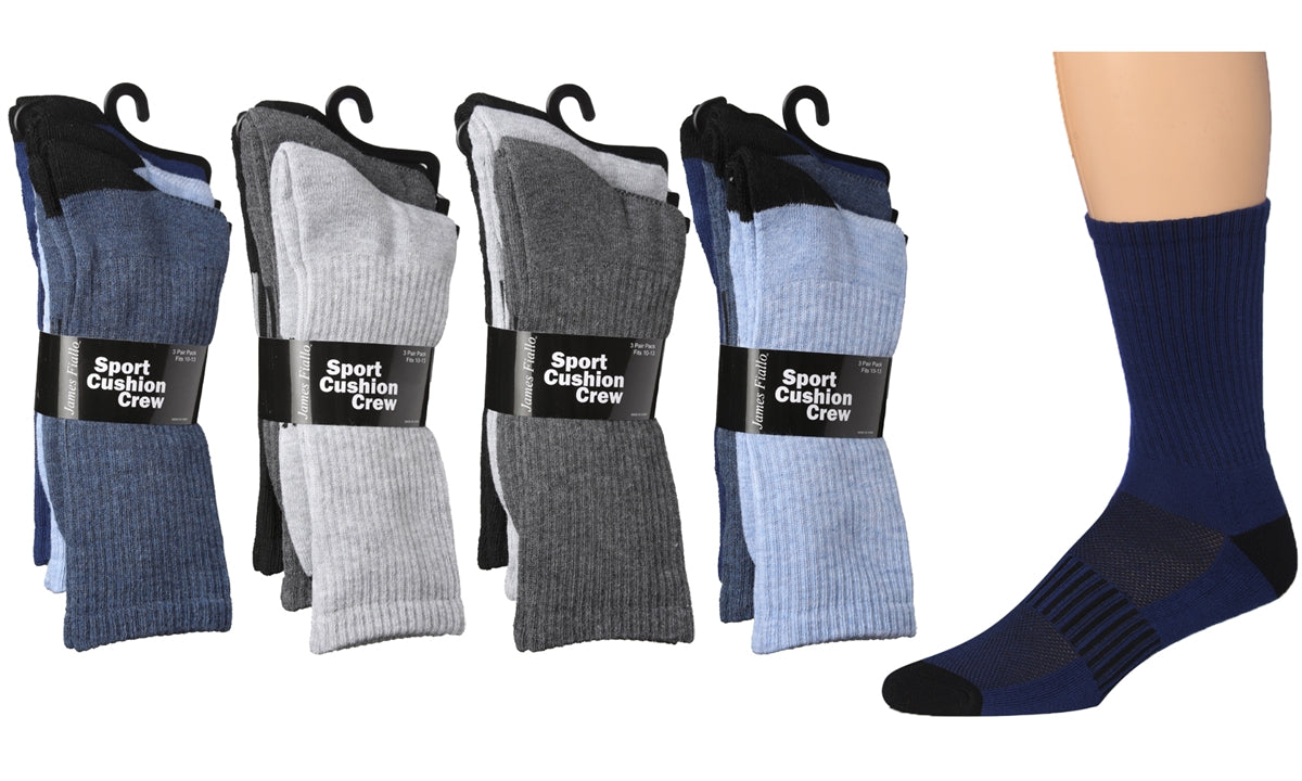 3-Pair Men's Sports Cushion Crew Socks