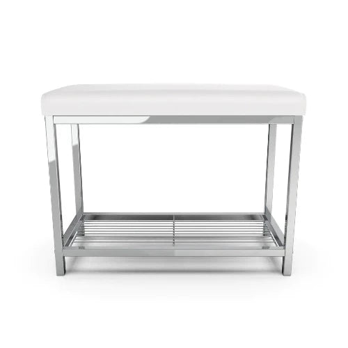 Moderna Extra Wide Vanity Seat ( Chrome/White)
