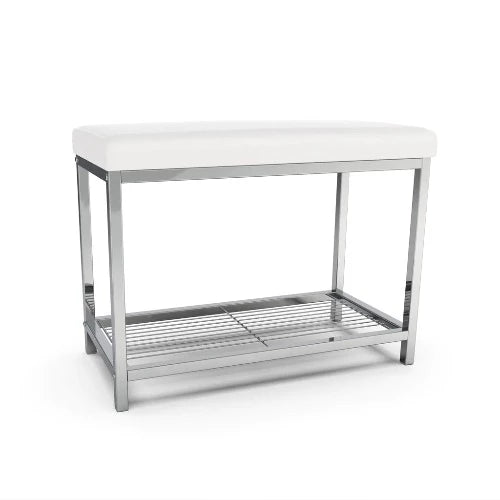 Moderna Extra Wide Vanity Seat ( Chrome/White)